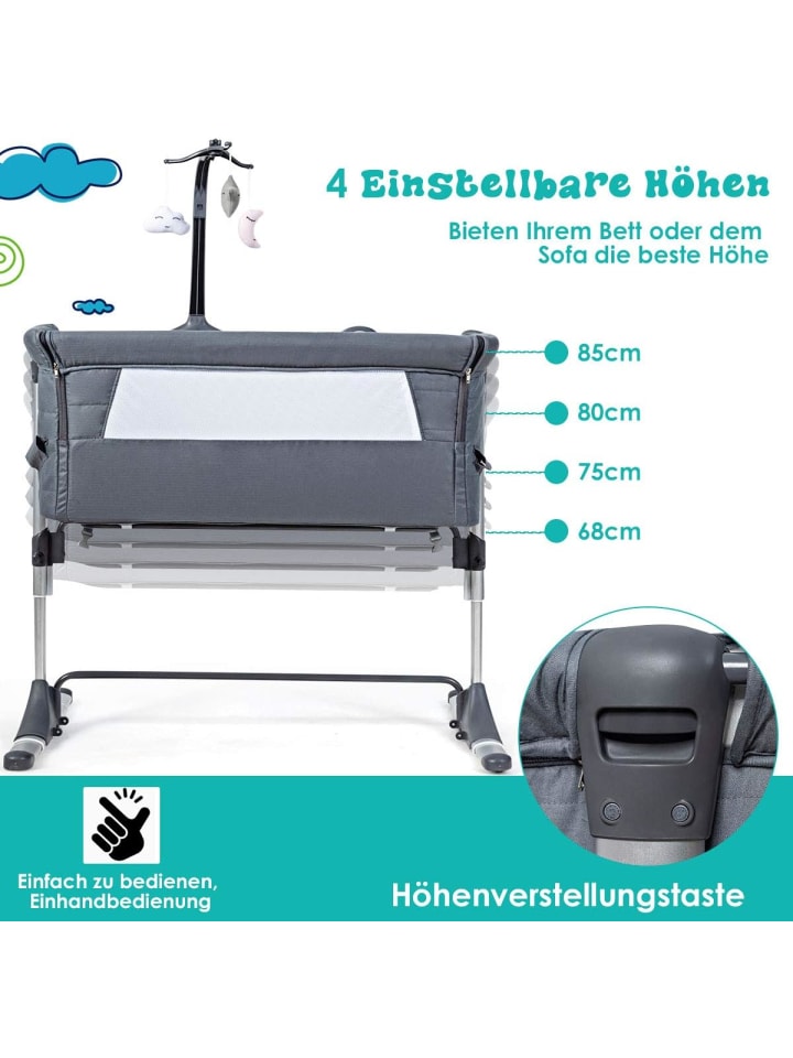COSTWAY 2 in 1 Beistellbett in Grau günstig kaufen 97x70 cm