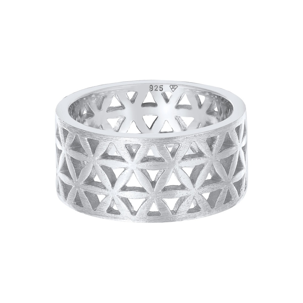 Elli Elli Bague Femmes Bande Fleur de Vie Ludique en Argent Sterling 925 Bague