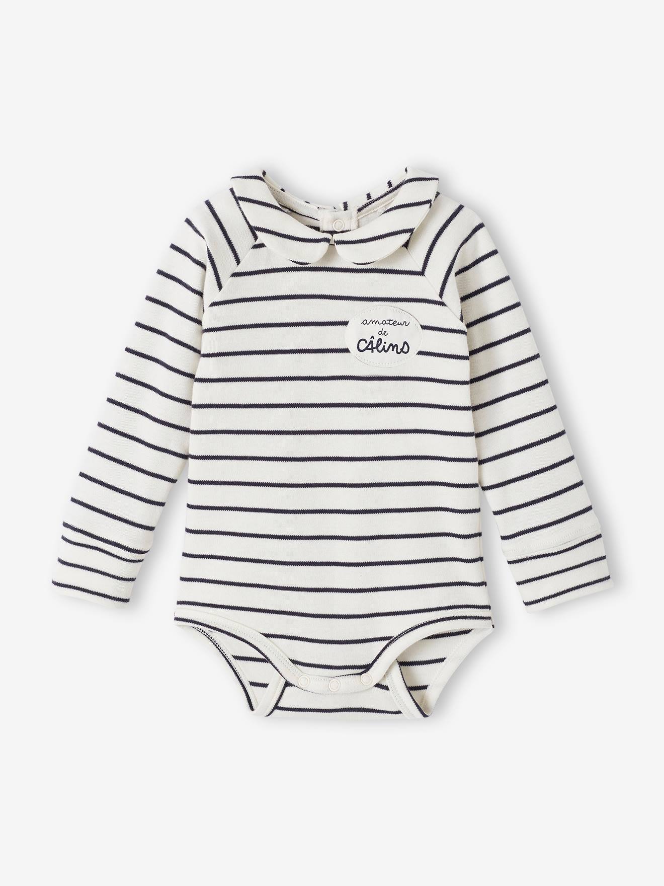 Vertbaudet Mitwachsender Baby Body, lange Ärmel Oeko-Tex - wollweiß