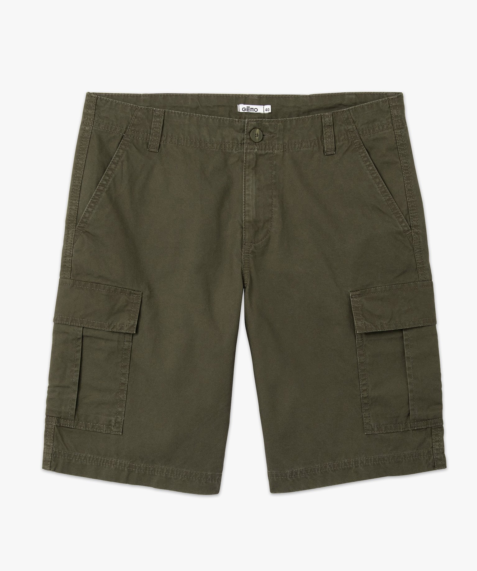 Bermuda homme cargo en toile délavée kaki | GEMO