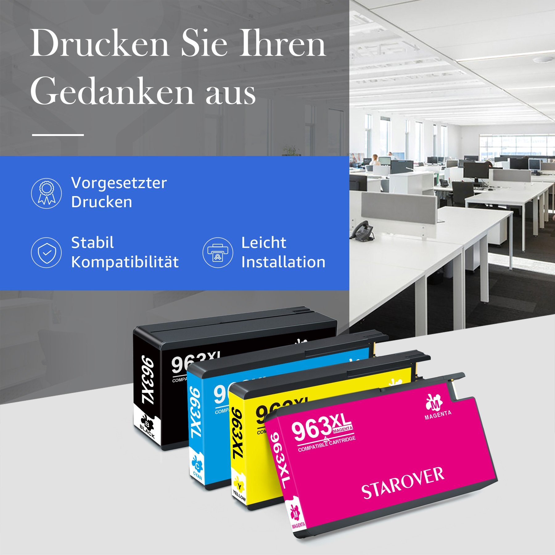 MOOHO 963 XL für HP 963 Multipack 963XL Tintenpatrone (Kompatible für HP OfficeJet Pro 9010 9012 9014 9015 9016, 9018 9019 9020 9022 9025 Serie Drucker)
