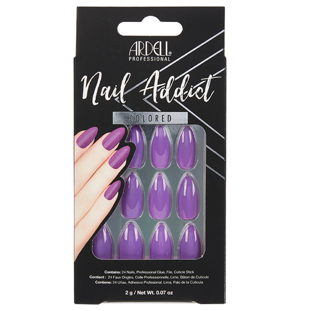 Ardell Nail Addict Purple Passion Faux-ongles prêt à poser Ardell avec accessoires