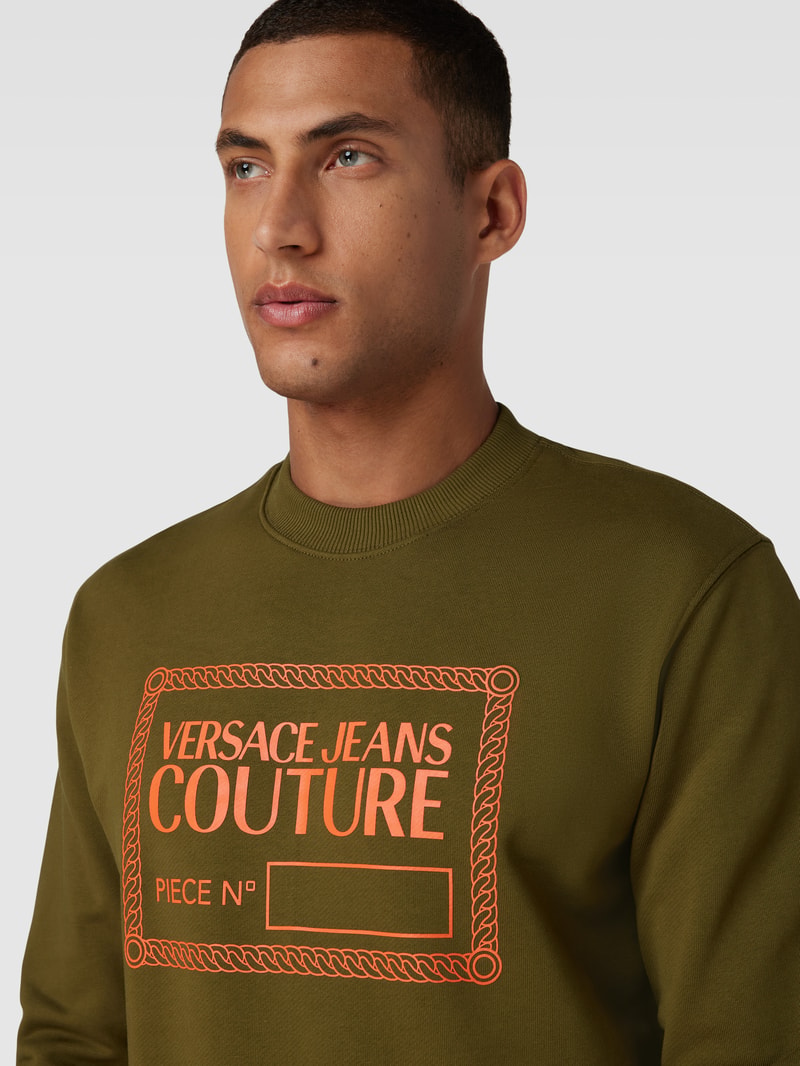 Sweatshirt mit Label-Print in olivgrün