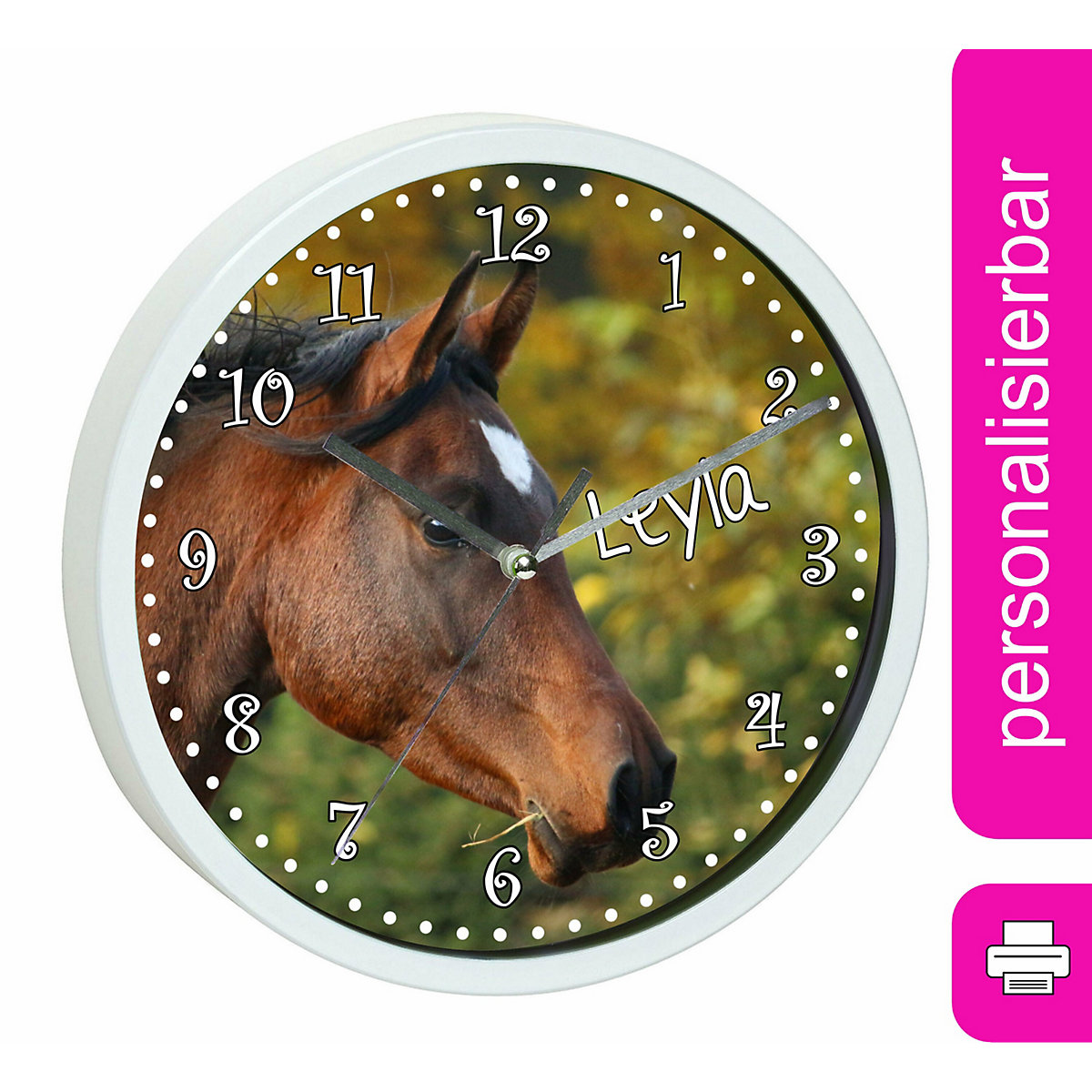 Kinder Wanduhr personalisiert mit Name Vollblut