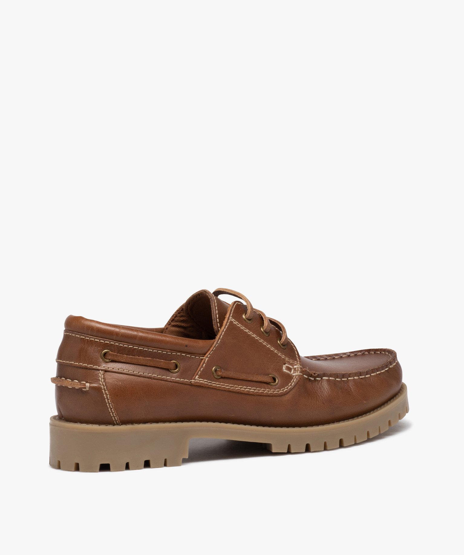 Chaussure bateau dessus cuir homme marron | GEMO