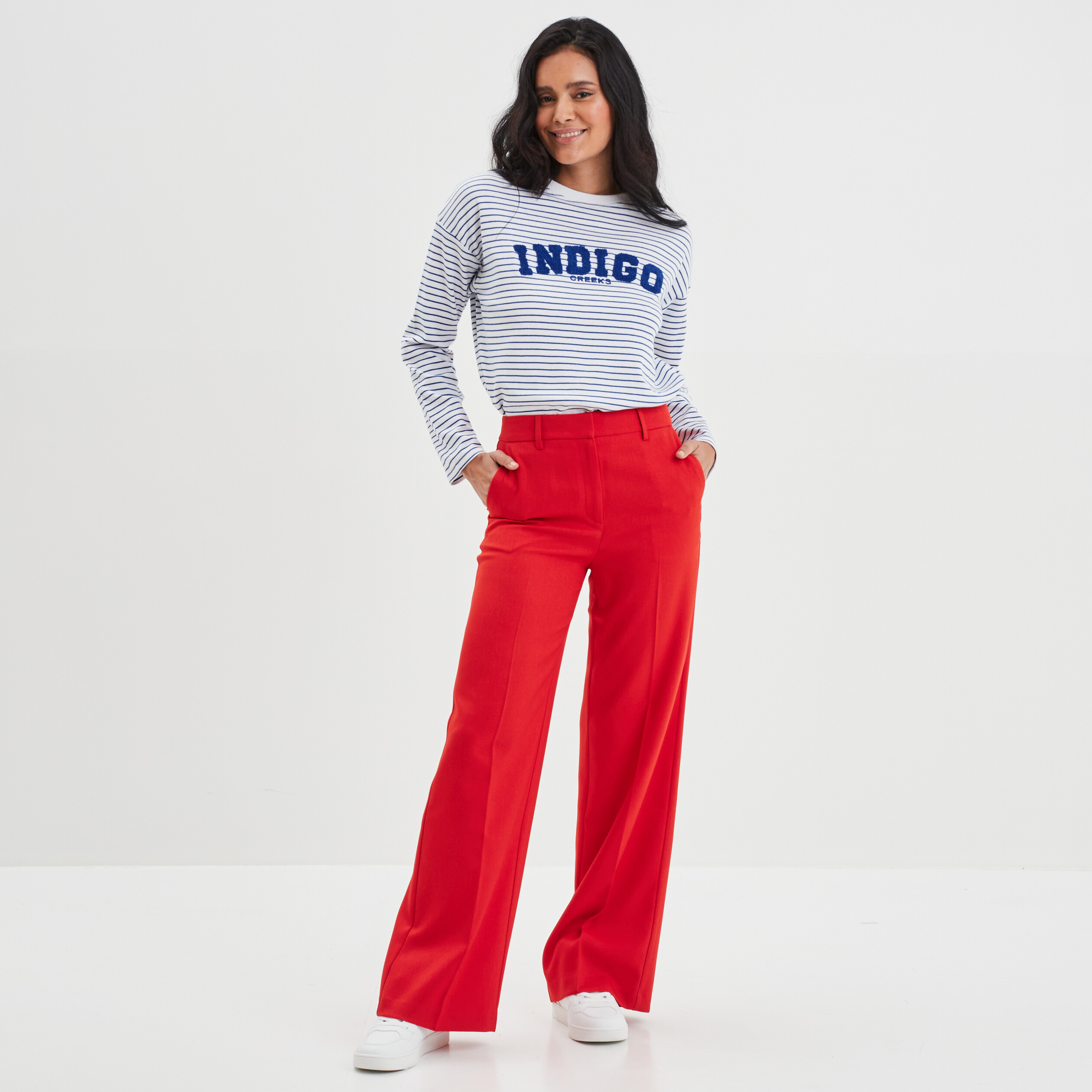 T-shirt col rond manches longues Creeks ecru femme | La Halle