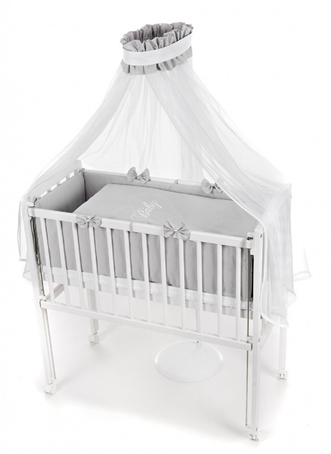 Babyhafen Beistellbett Babybett Komplettbett BABYHERZ mit Deko-Schleifen in 5 Farben, Made in Europa