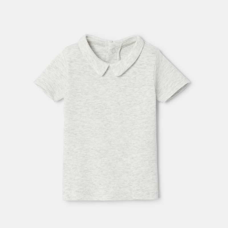 T-shirt col polo à manches courtes en coton bio blanc naissance Absorba