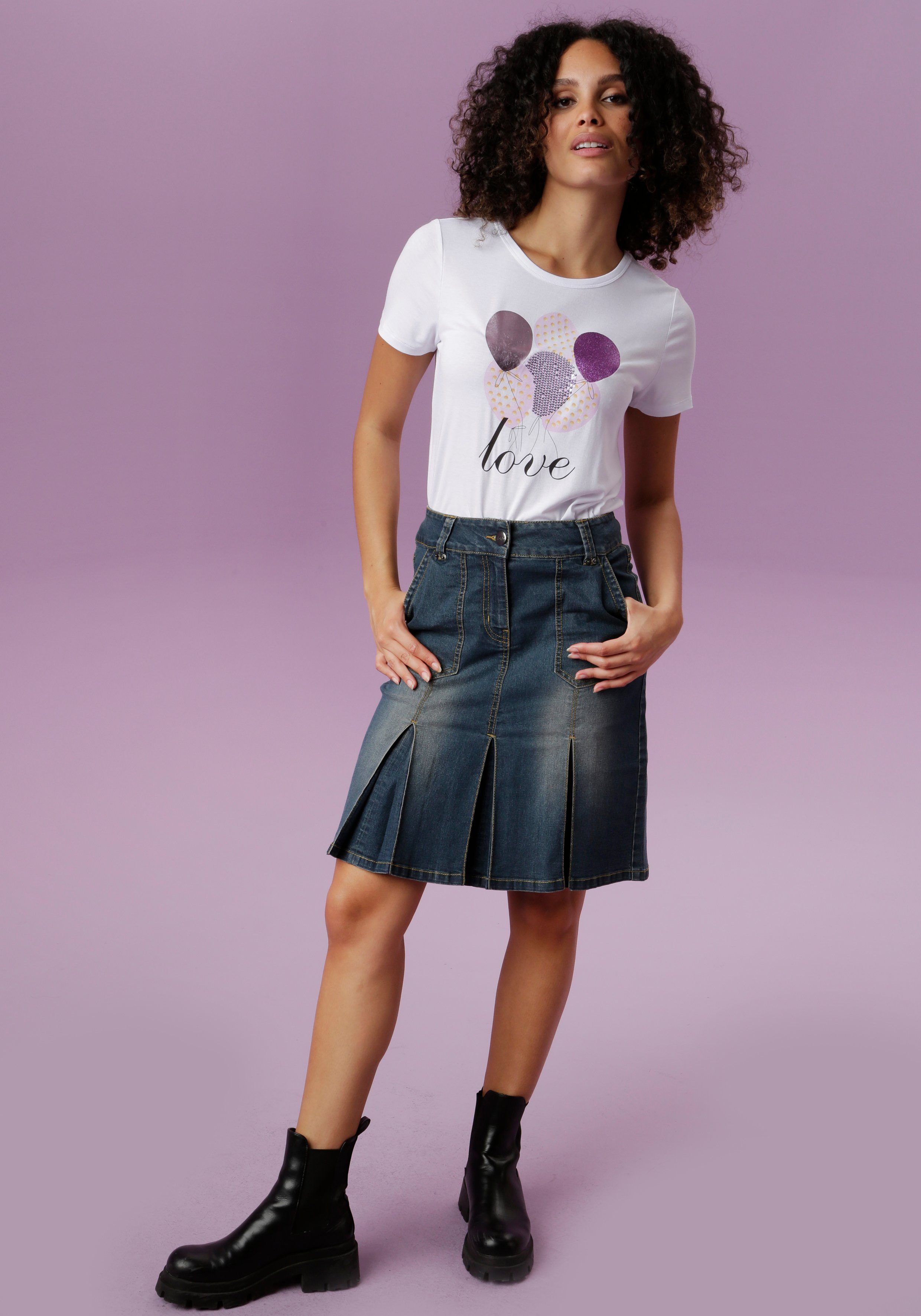 Aniston CASUAL Jeansrock mit eingelegten Falten