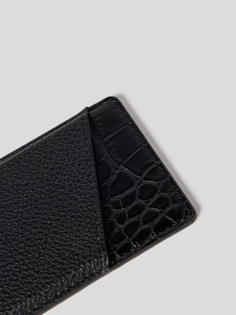 Kartenetui mit Label-Detail in schwarz