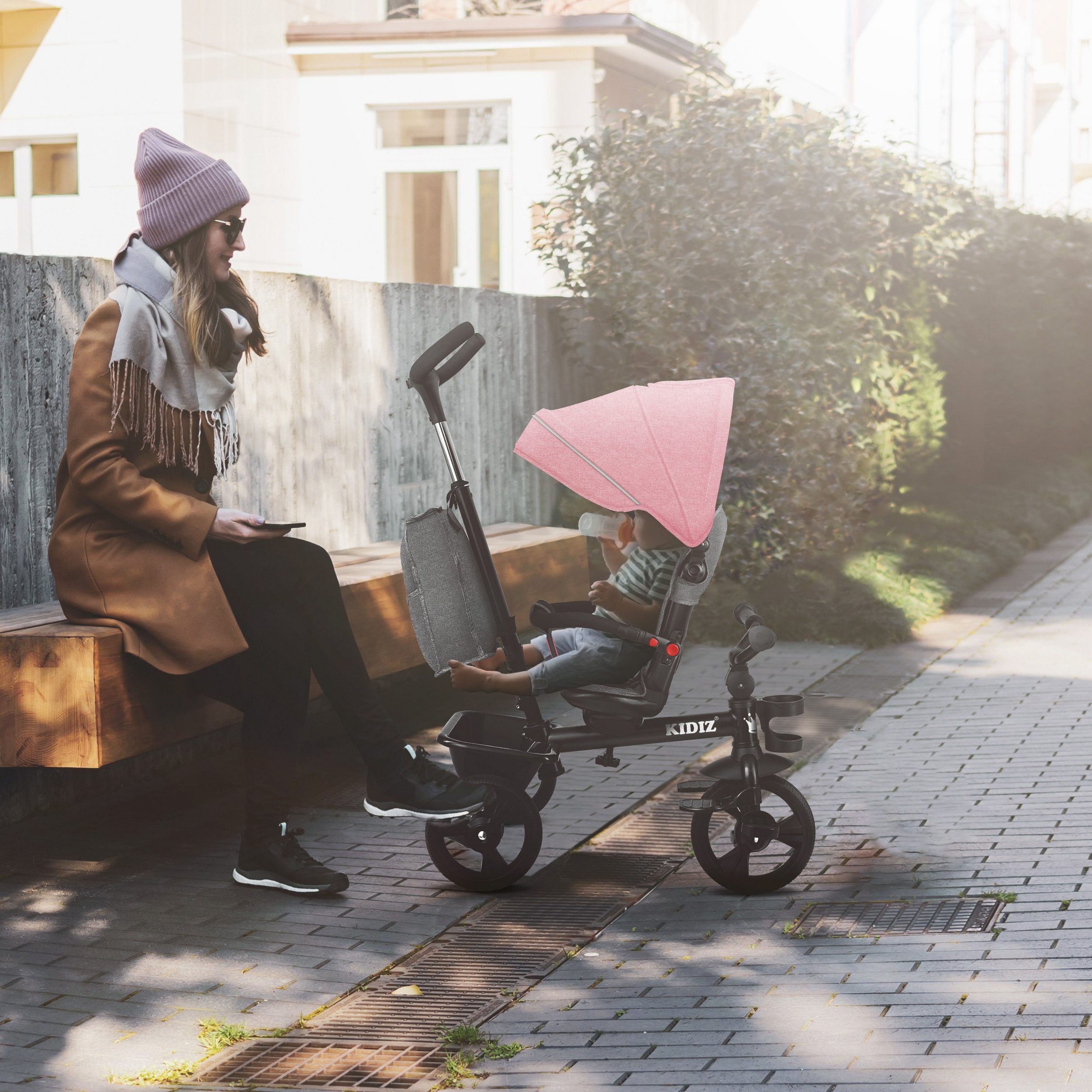 KIDIZ Dreirad, Dreirad 5in1 Kinderdreirad mit Schubstange Lenksystem Stange