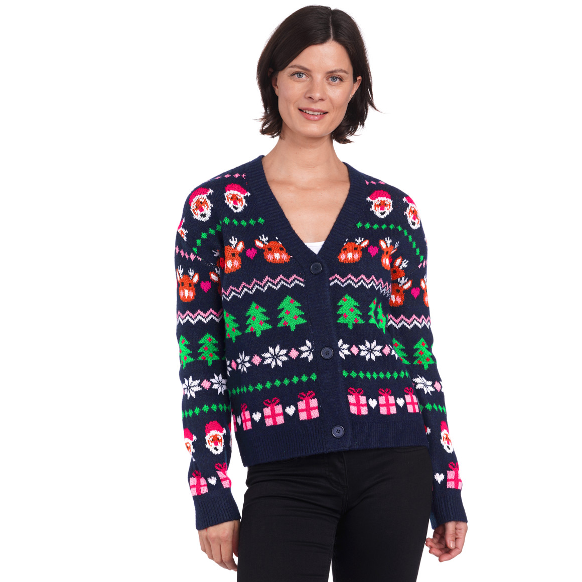 Damen Weihnachtsstrickjacke gemustert