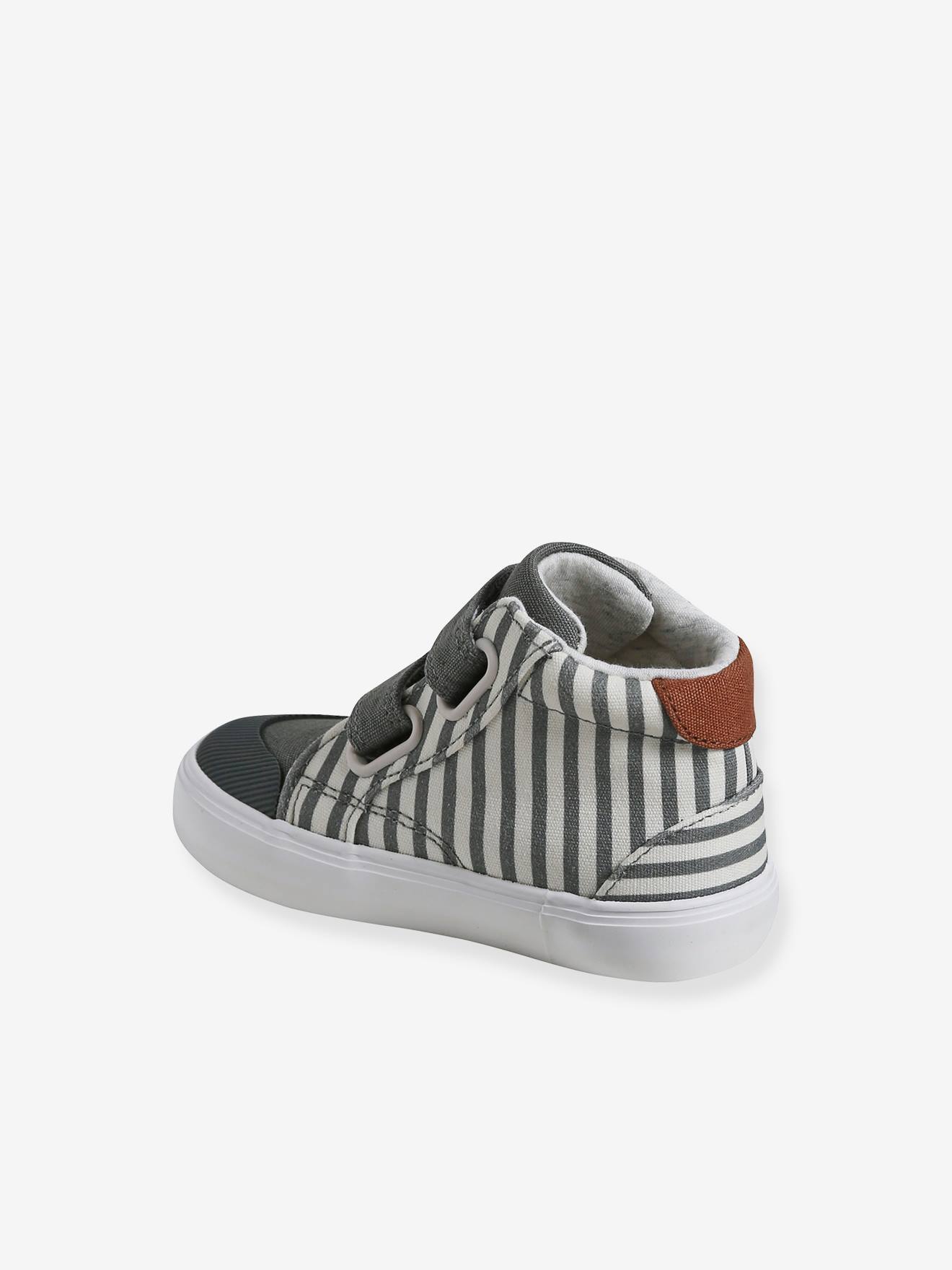 Vertbaudet Baby High-Sneakers mit Klett - grau gestreift