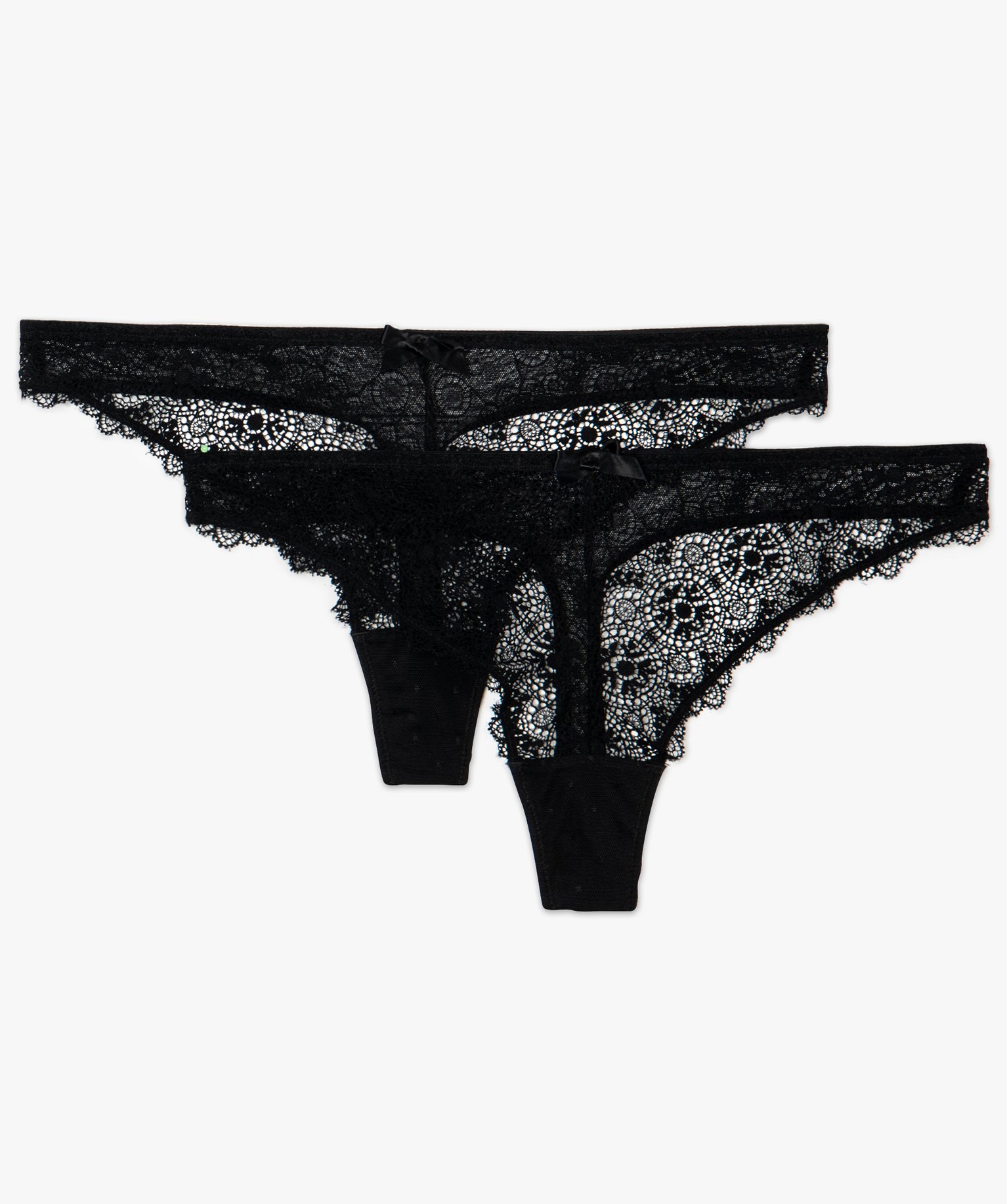 String femme dentelle et plumetis (lot de 2) noir | GEMO
