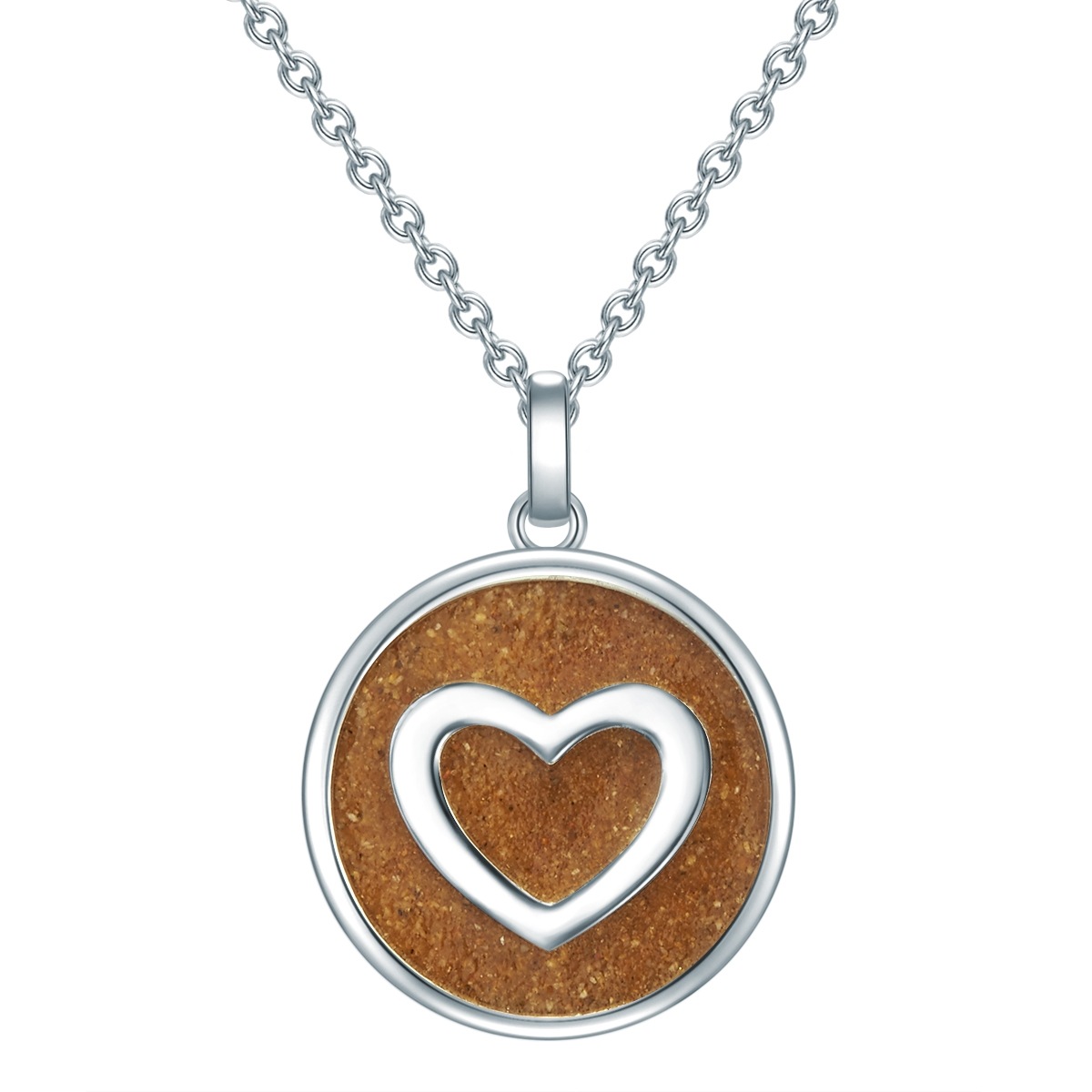 Halskette Herz Sterling Silber Sand in Silber