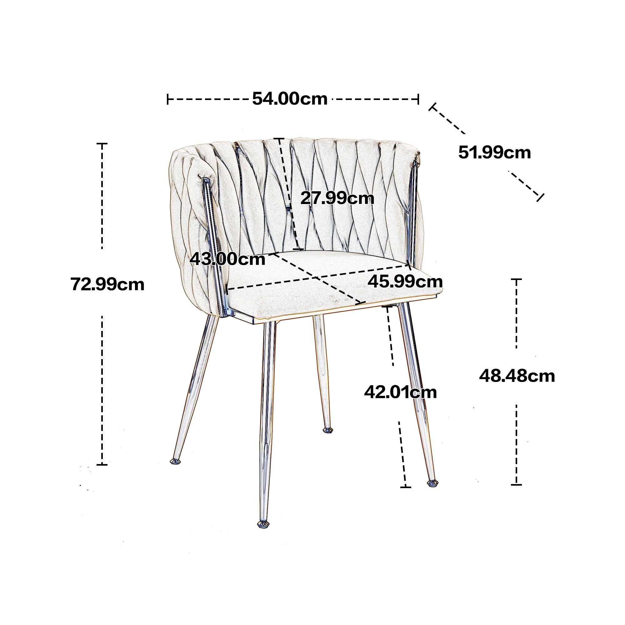 WISHDOR Esszimmerstuhl 2 Teil/Set Akzentstuhl, (2 St), Samt-Akzent-Loungesessel mit Eisen- und Metallfüßen