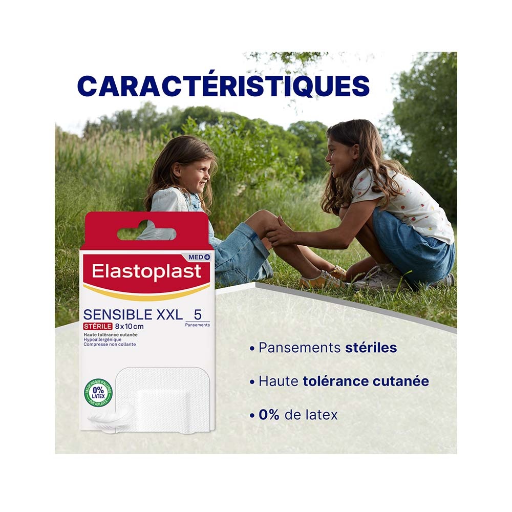 elastoplast Elastoplast Pansements Sensibles Antibactériens XXL 5 pansements 10 x 8cm Pansements