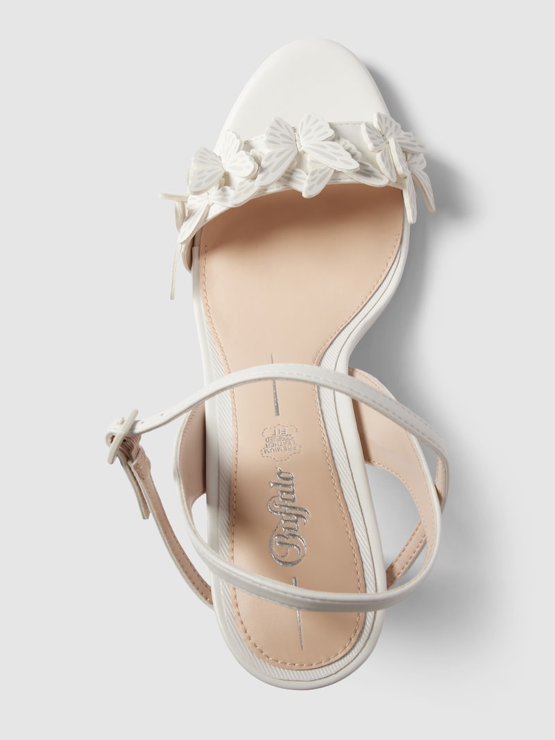 Sandalette mit Zierbesatz Modell 'CARLA BUTTERFLY' in weiß
