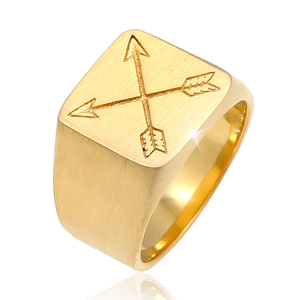 KUZZOI KUZZOI Bague Chevalière Flèche Base Mat Bague Homme-(925/1000) Argent Bague