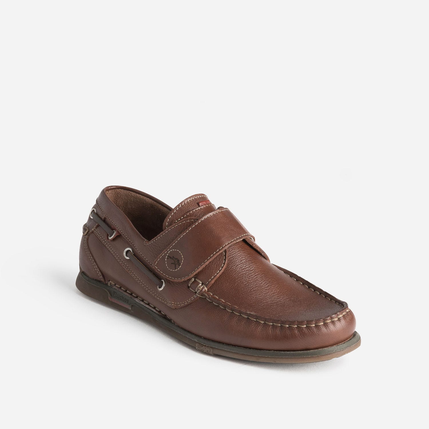 Chaussure-bateau FLUCHOS cognac en cuir à scratch