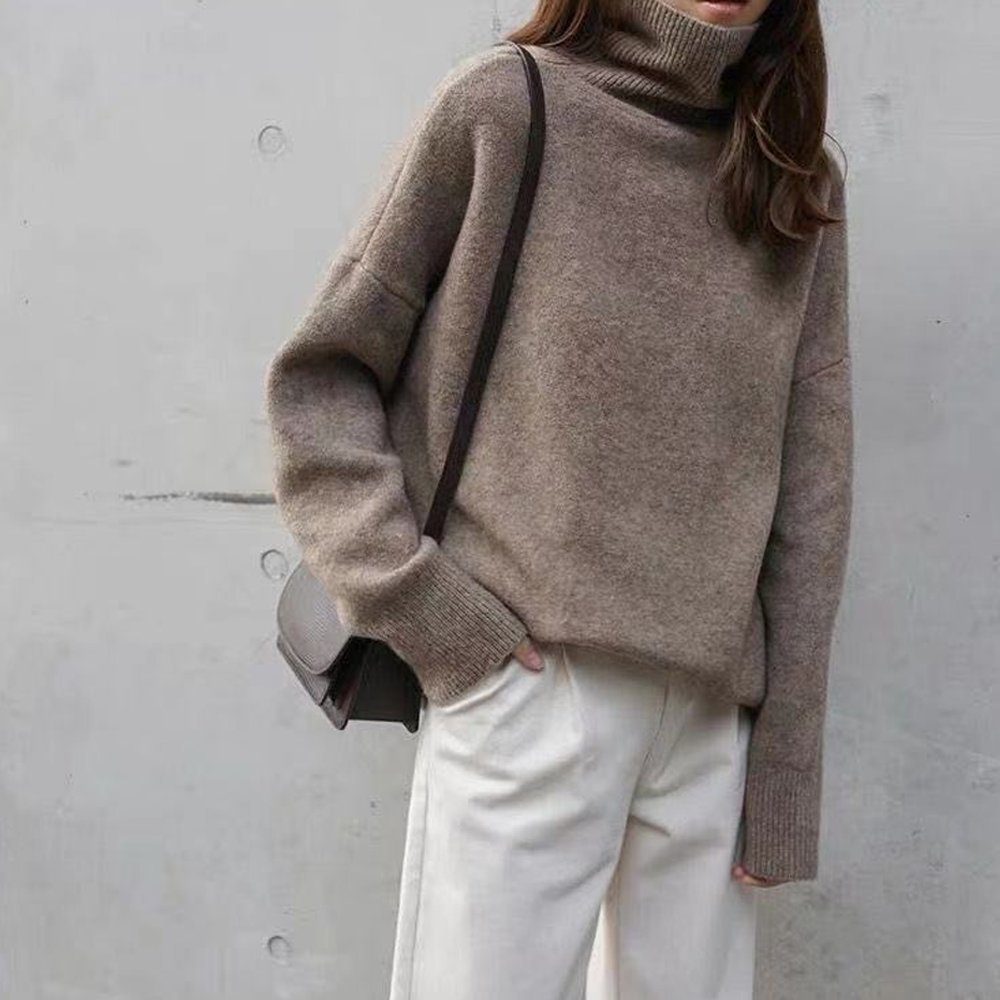 FYLA Rollkragenpullover Damen Pullover mit hohem Halsausschnitt und weichen langen Ärmeln (1-tlg)