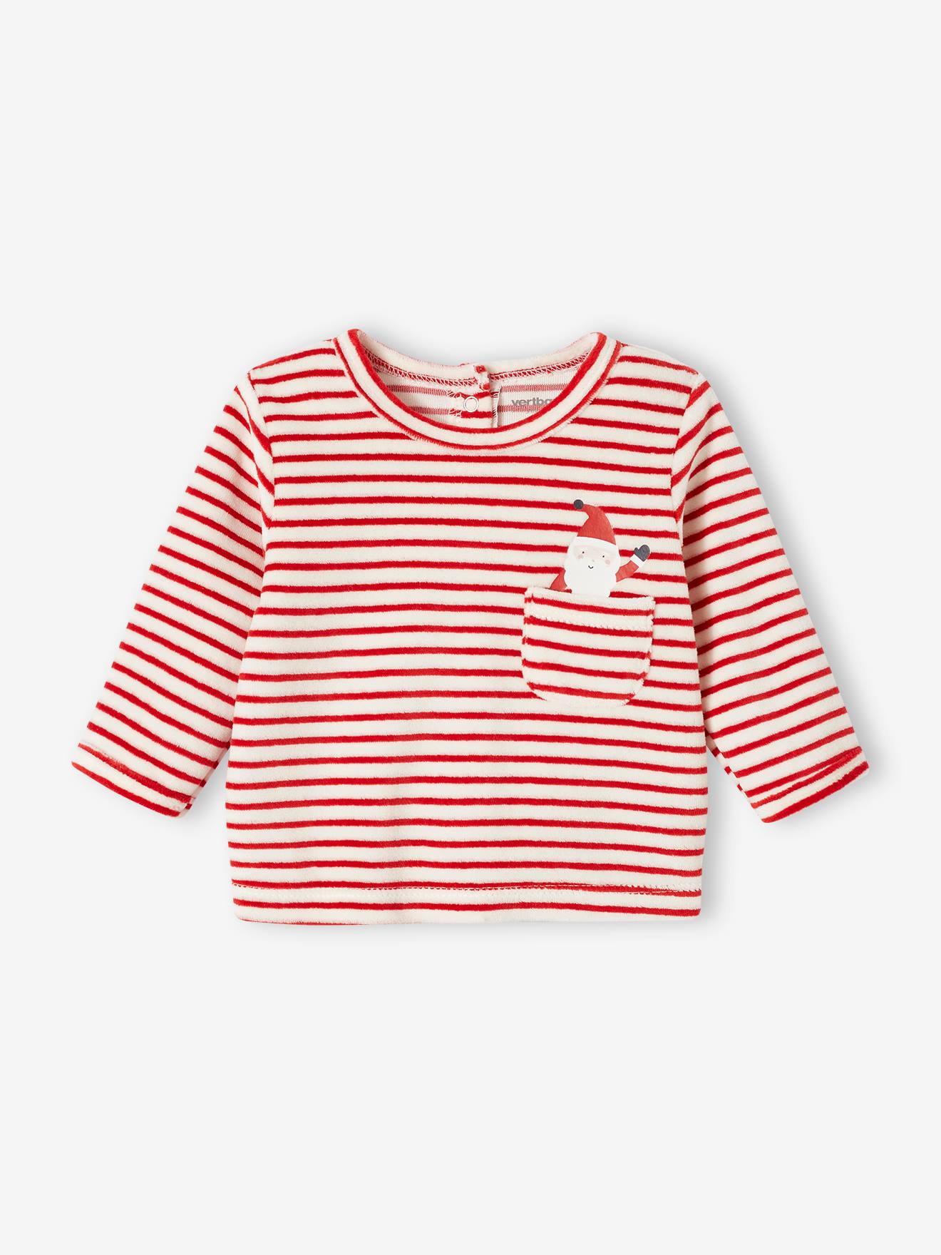 Vertbaudet Weihnachtlicher Baby Samt-Schlafanzug Oeko-Tex - grau meliert