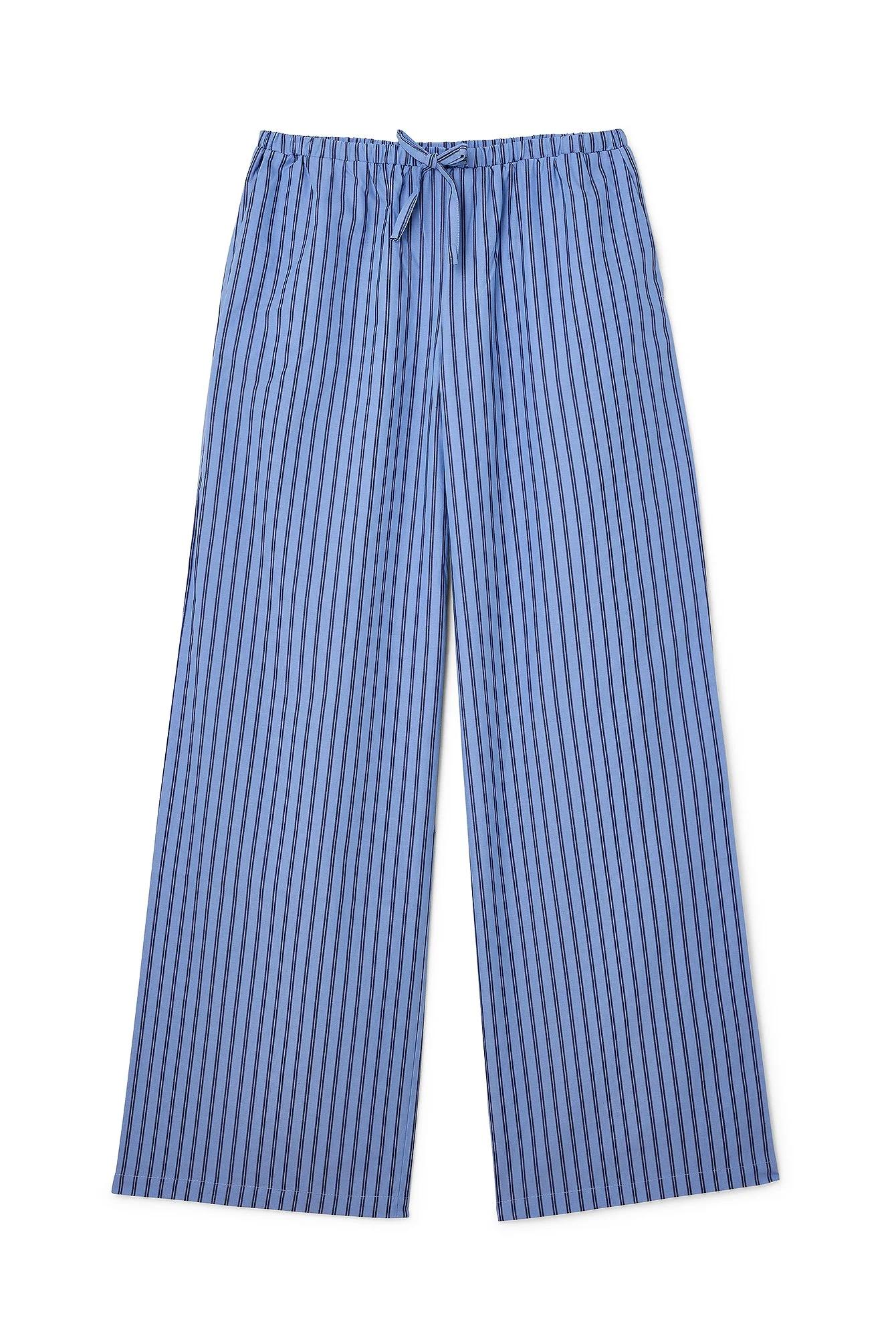 Gestreifte elastische Hose mit halbhoher Taille