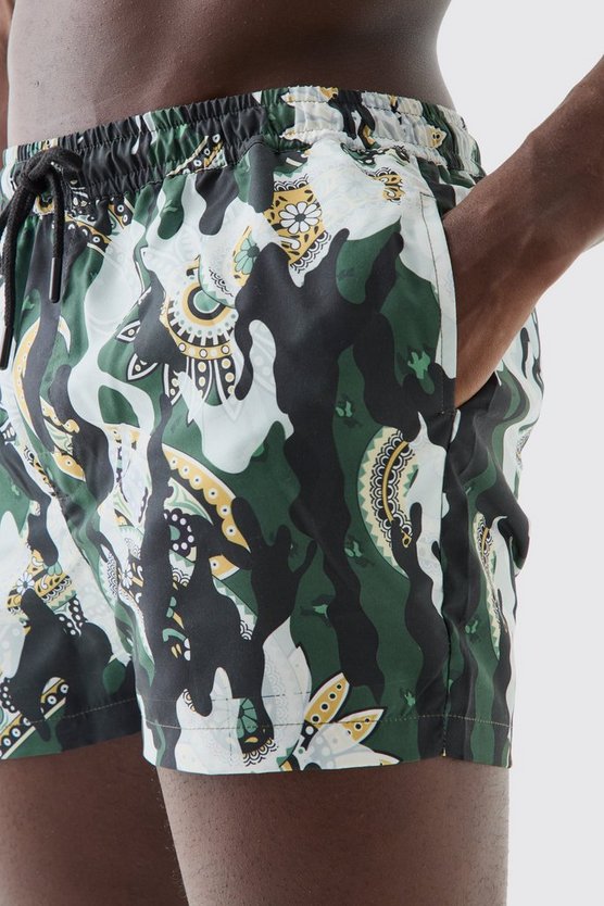 Short Length Camo Bandana Swim Short