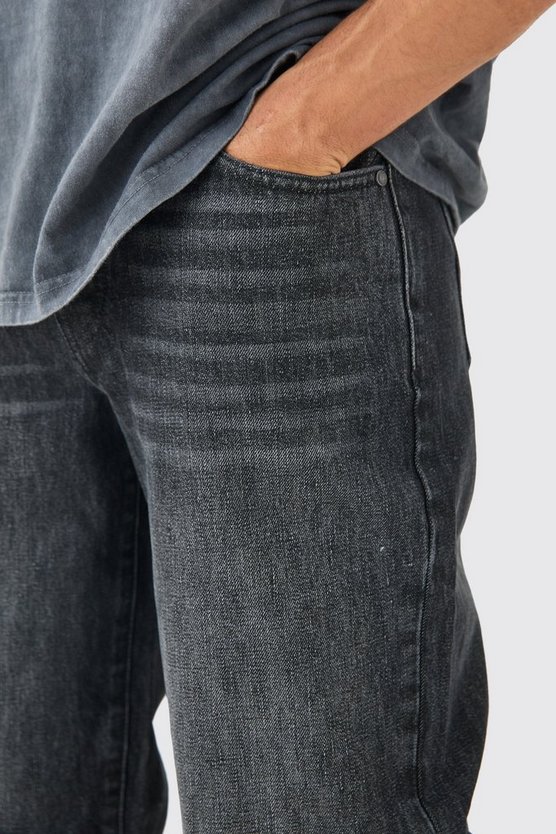 Baggy Rigid Black Wash Ripped Knee Jeans