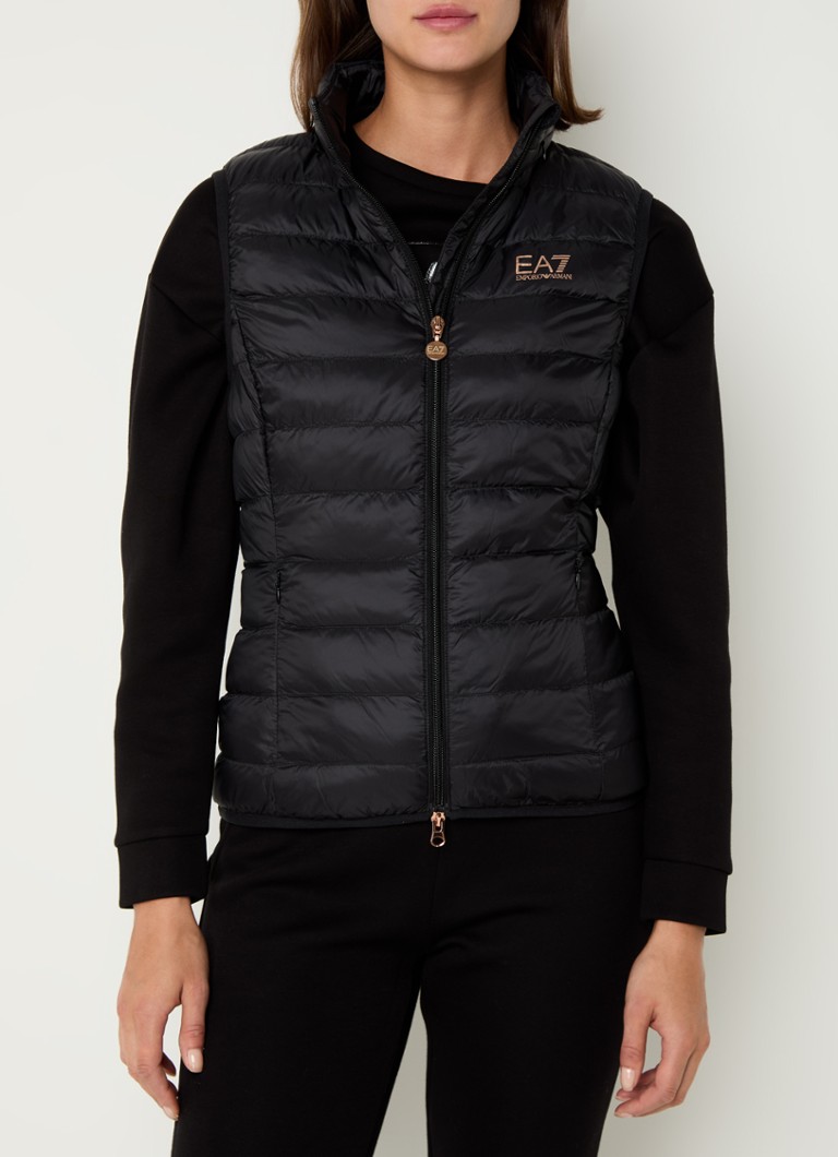 „Emporio Armani“ dygsniuotas liemenėlė su logotipu ir užtrauktukais užsegamomis kišenėmis