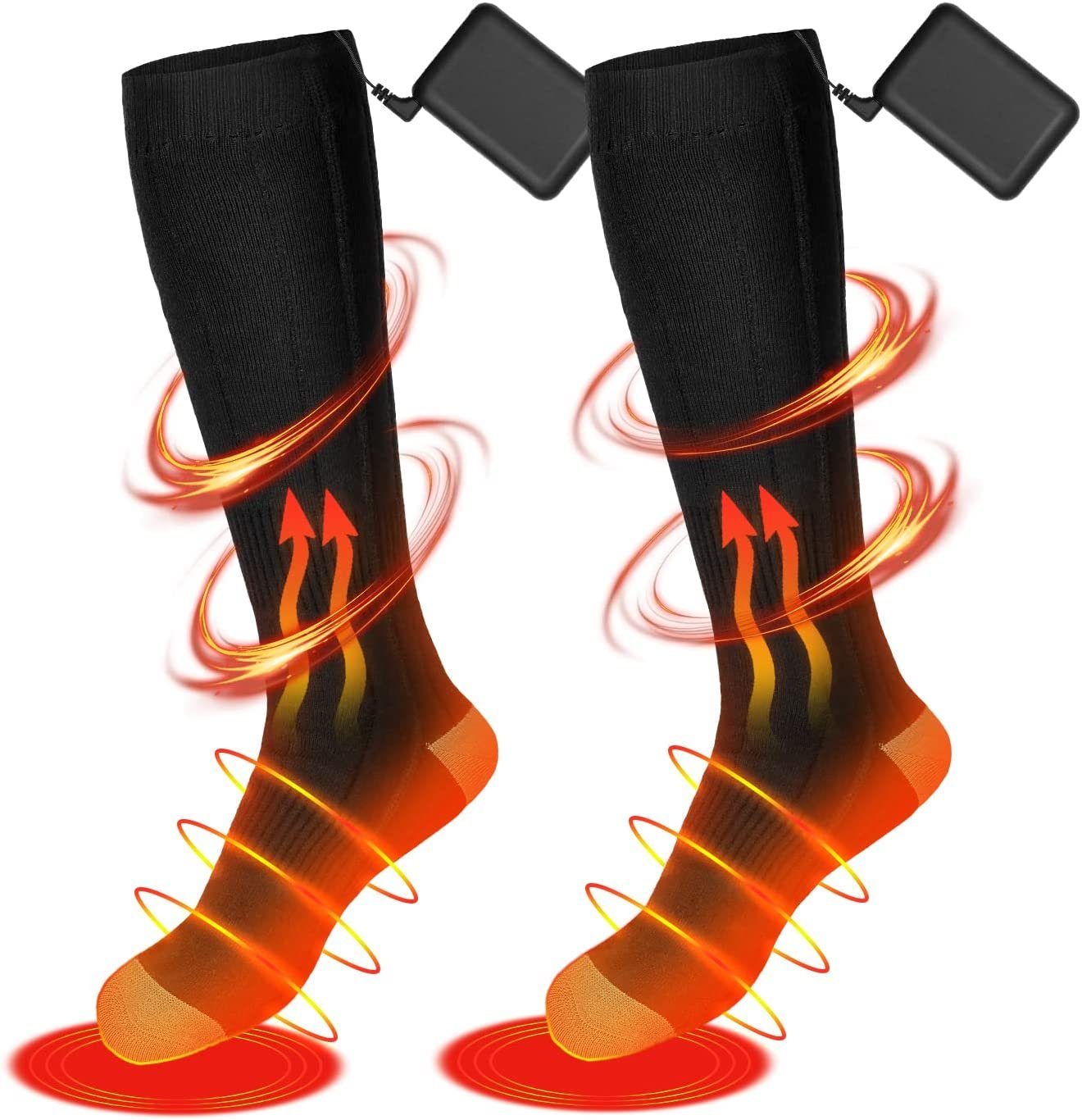 Bedee Thermosocken Beheizte Socken für Herren Damen Akku Elektrische Socken im Winter (3 Temperaturen einstellbar, Herren Damen Fußwärmer Heizsocken) Fusswärmer Elektrisch Warme Socken für Winter Outdoor Camping Angeln