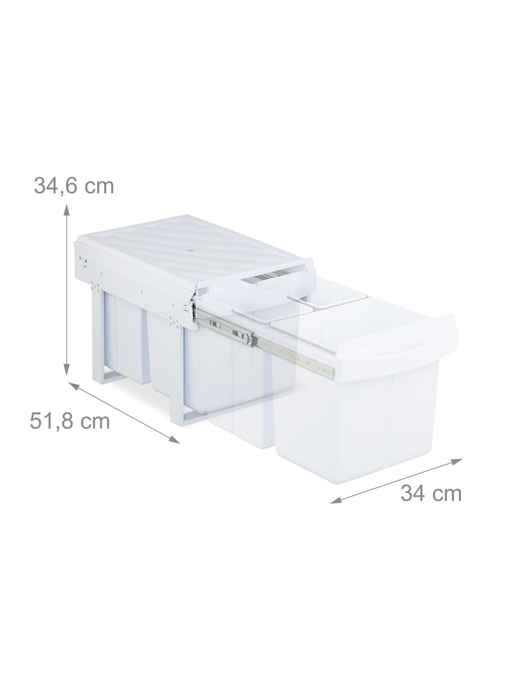 relaxdays Einbaumülleimer in Weiß - 1x 15 l   2x 8 l günstig kaufen onesize