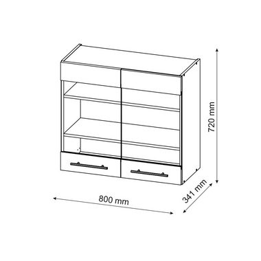 Vicco Glashängeschrank Hängeschrank Küche 80 cm Fame-Line Weiß Bordeaux Hochglanz