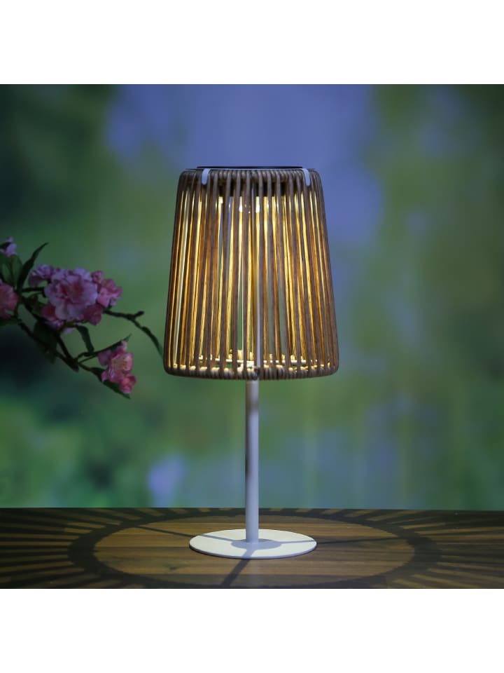 MARELIDA LED Solar Tischleuchte mit Kunststoffseil Korboptik Tischlampe H: 19cm in weiß günstig kaufen onesize