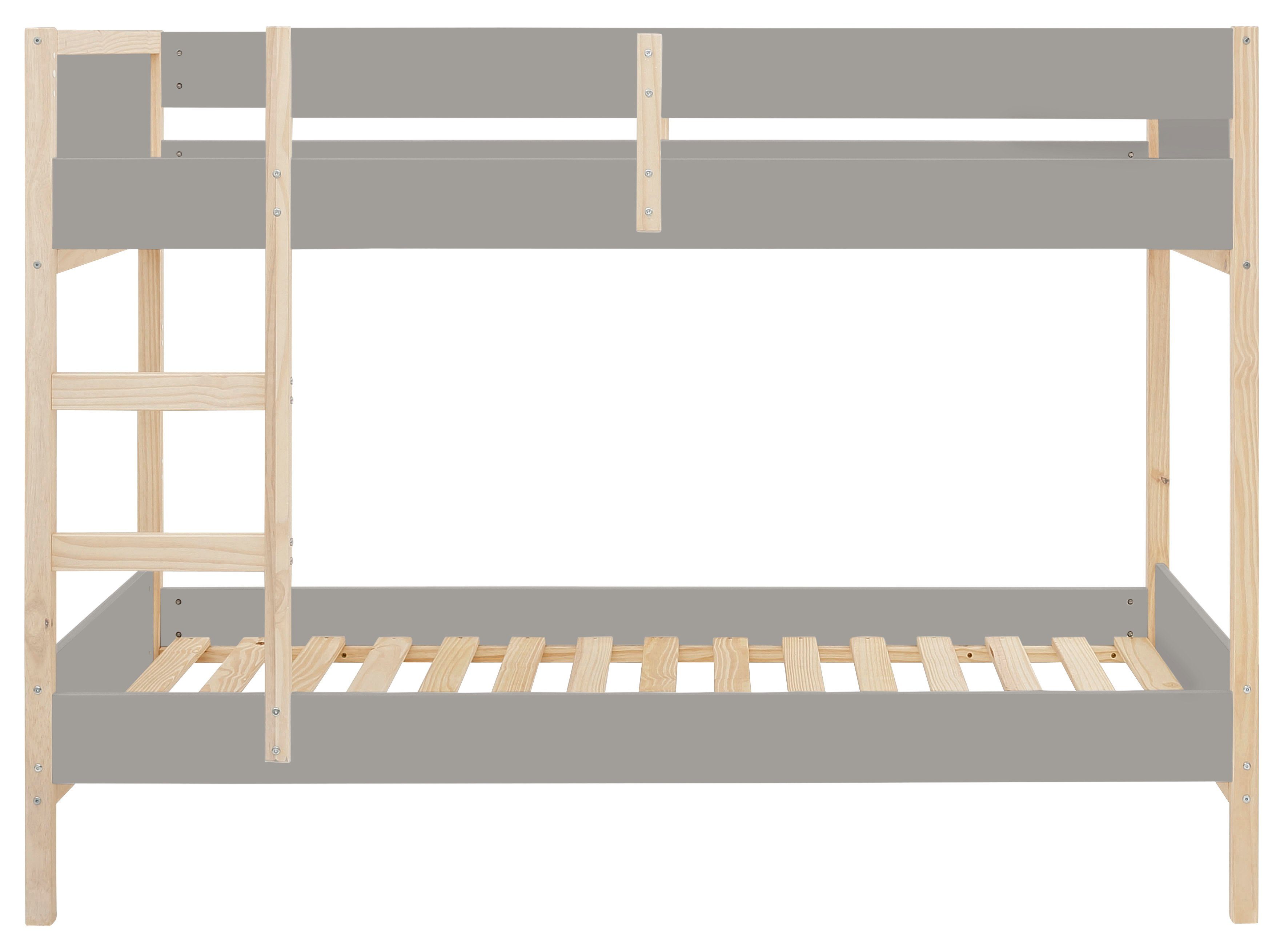 Lüttenhütt Etagenbett Janne, Kiefernholz, Etagenbett, inklusive Holzleiter, Liegefläche 90x200 cm