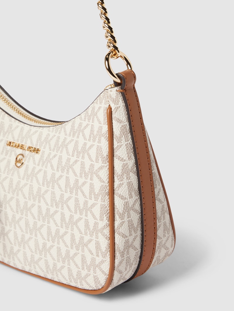 Handtasche mit Label-Detail in metallic Modell 'JET SET CHARM' in ecru