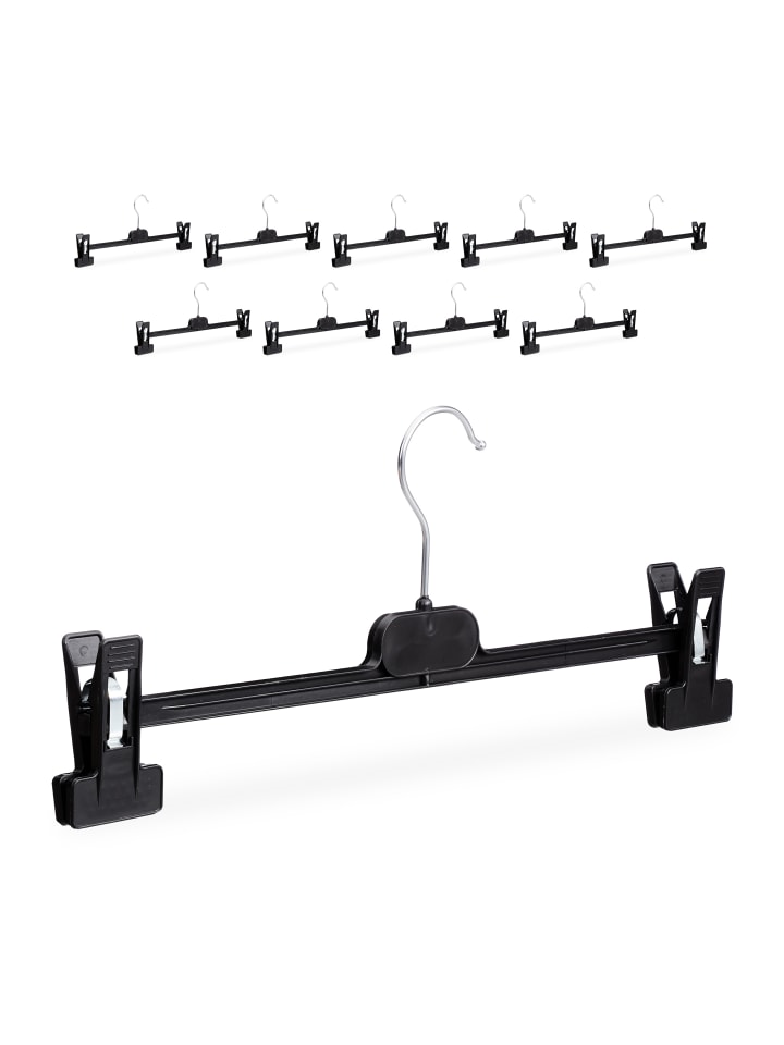 relaxdays 10er-Set: Hosenbügel in Schwarz günstig kaufen onesize
