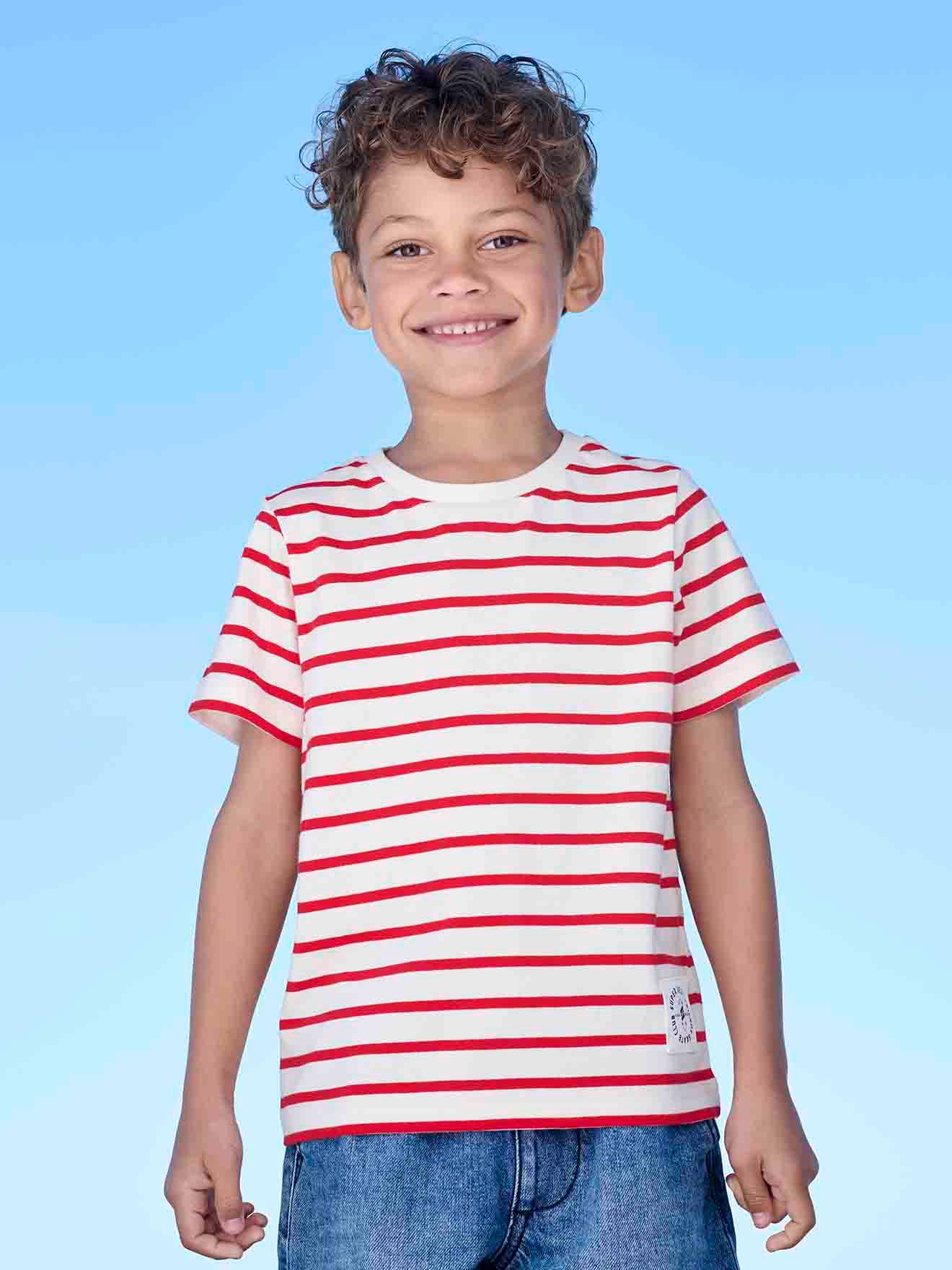 Vertbaudet Jungen T-Shirt mit Streifen Oeko-Tex - gelb gestreift