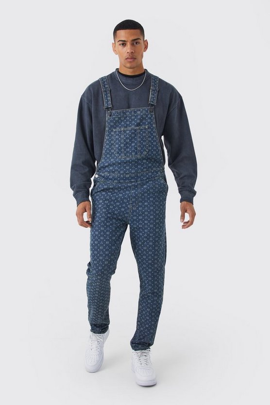 Slim-Fit Latzhose mit Print