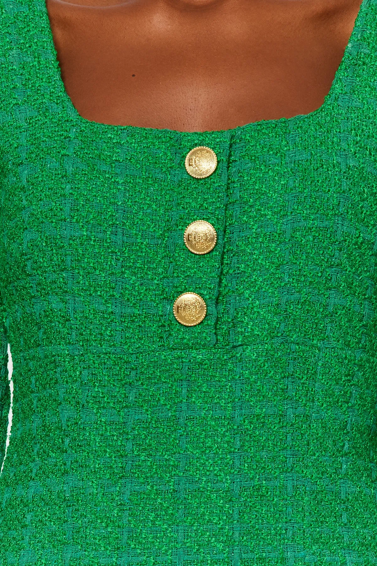 Trendyol Collection  Grünes Tweed-Webkleid TWOAW23EL00938