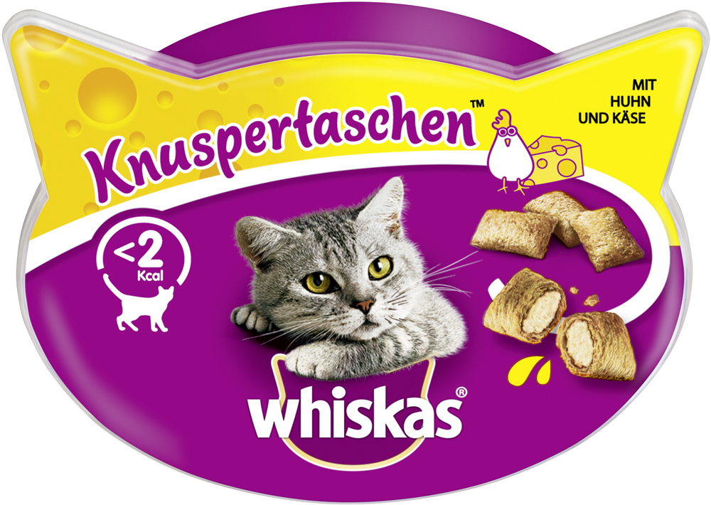 Whiskas Snacks Whiskas Knuspertaschen 8x60g Huhn & Käse
