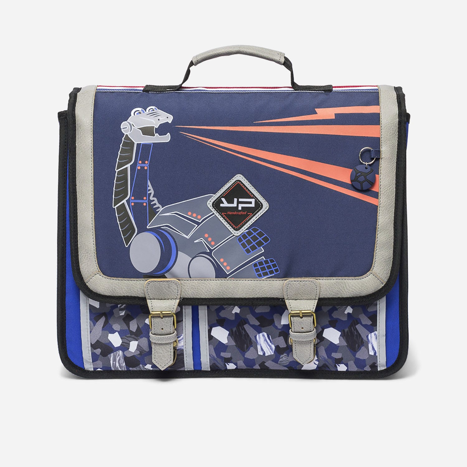 Cartable BODYPACK bleu à motif robot-dinosaure
