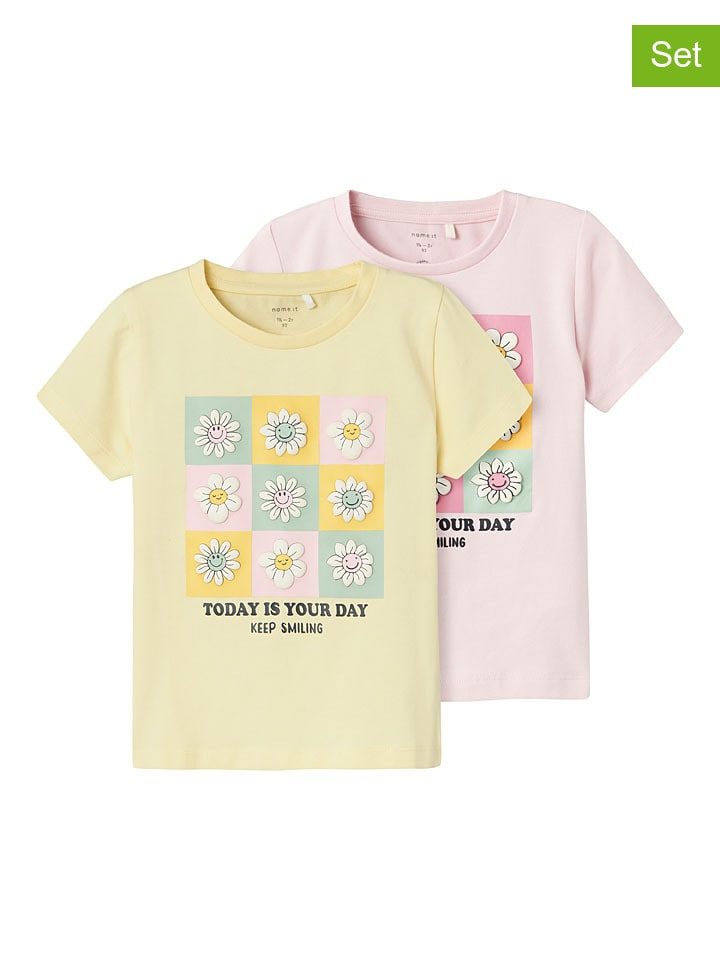 name it 2er-Set: Shirts in Gelb/ Rosa günstig kaufen