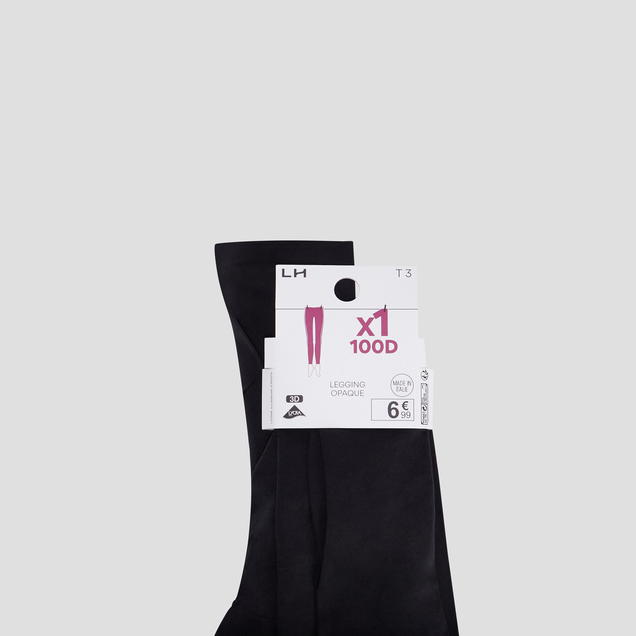 Leggings lycra opaque 100 deniers noir femme | La Halle