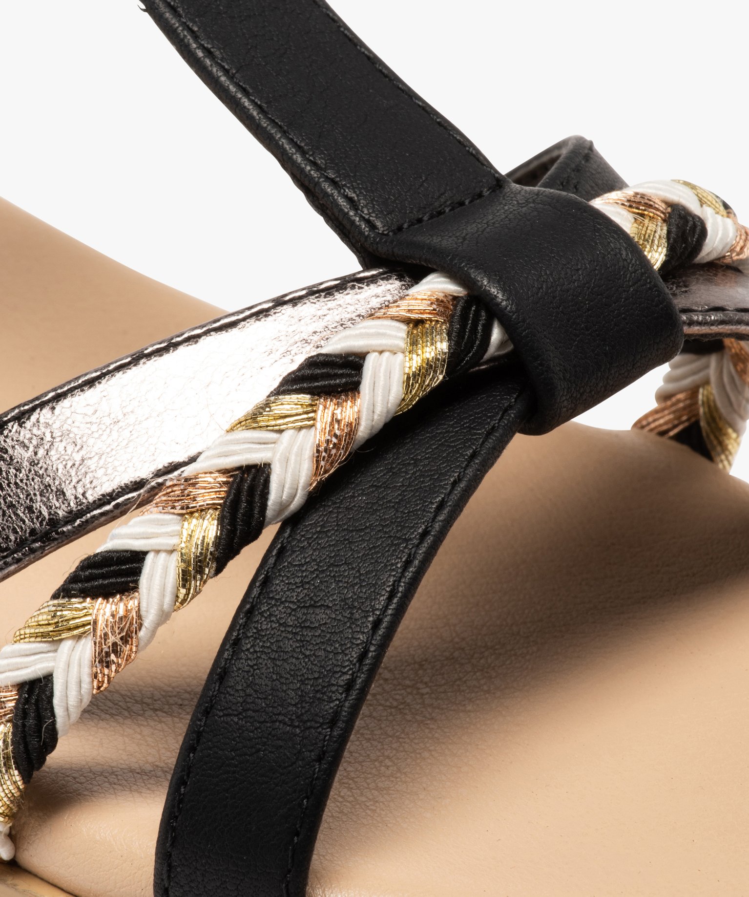 Sandales fille à tige montante et fines brides fantaisie noir | GEMO