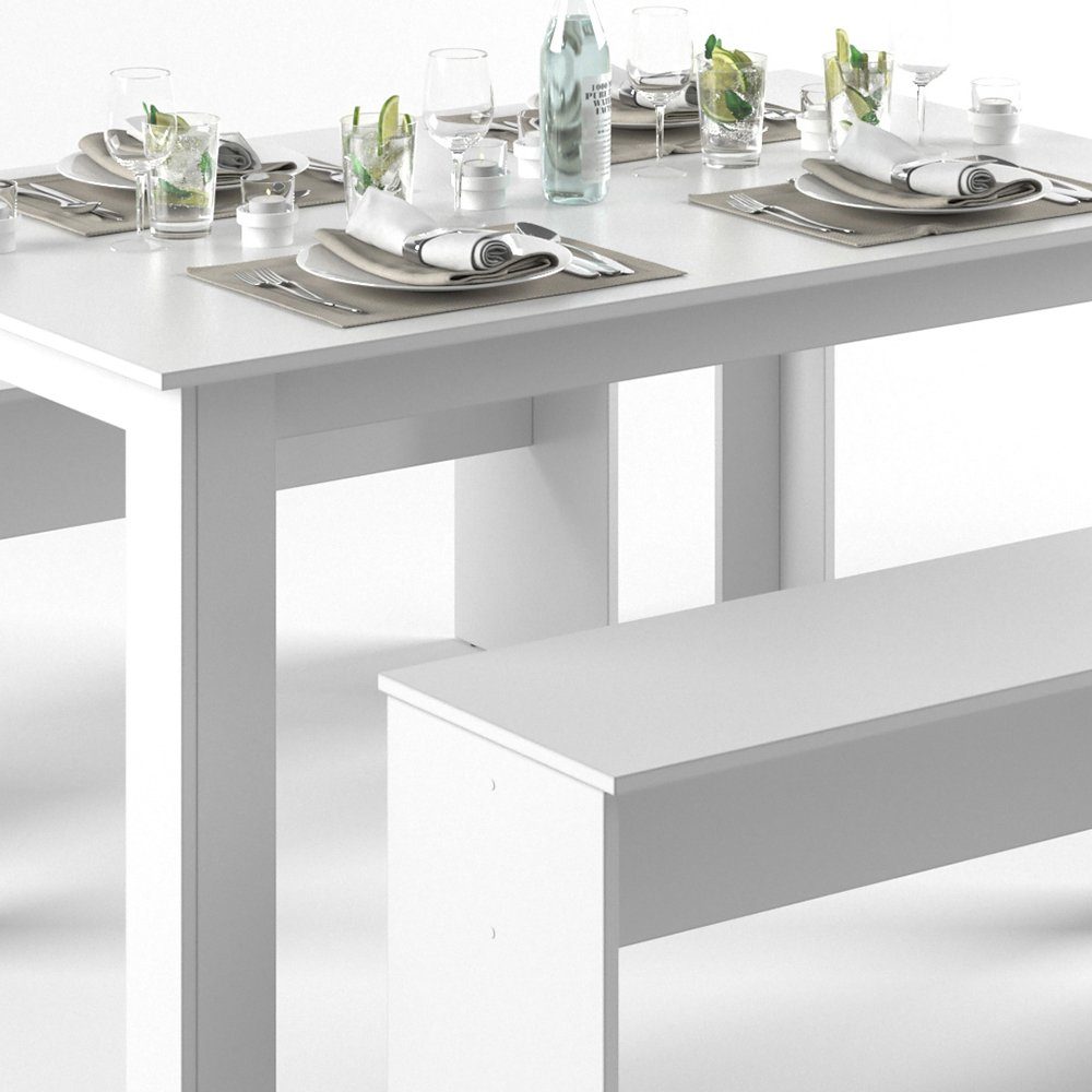 Vicco Essgruppe Tischgruppe Sitzgruppe SENTIO Weiß, (Set, 3-tlg., 3-er Set), platzsparend