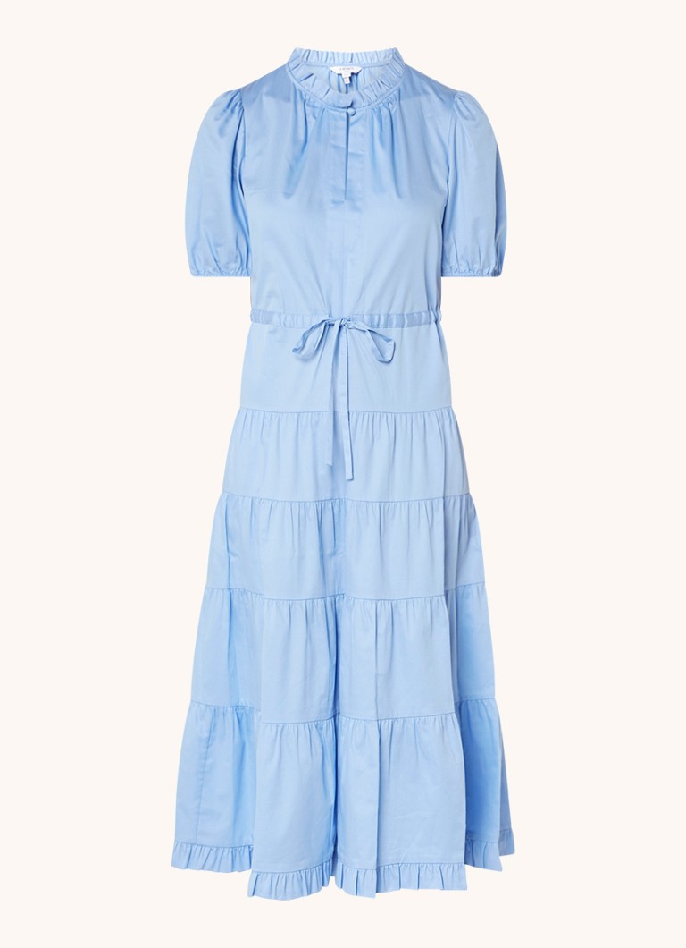 Vestido midi Hedy de LKBennett con volantes de algodón orgánico y cinturón anudado.
