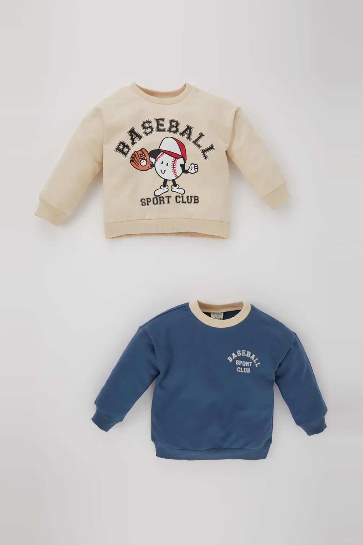 DeFacto  Zweiteilige Sweatshirts mit Rundhalsausschnitt und sportlichem Aufdruck für Babys, die innen weich flauschig sind