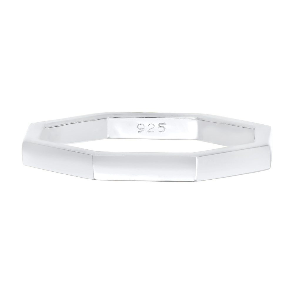 Elli Elli Bague Femmes Petit Doigt Octogone Forme Géo Look en Argent Sterling 925 Bague
