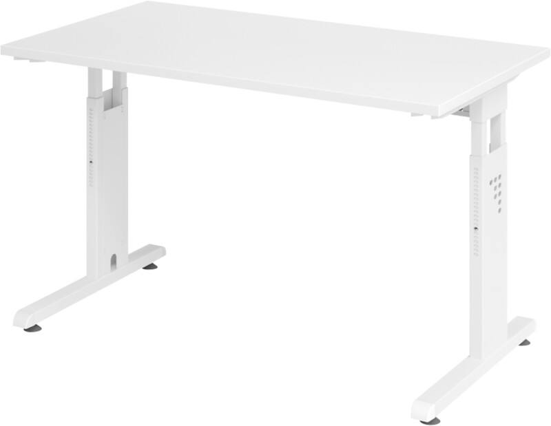 Hammerbacher Höhenverstellbarer gerader Schreibtisch mit C-Fuß Express Q Weiß 1.200 x 672 x 685 - 810 mm